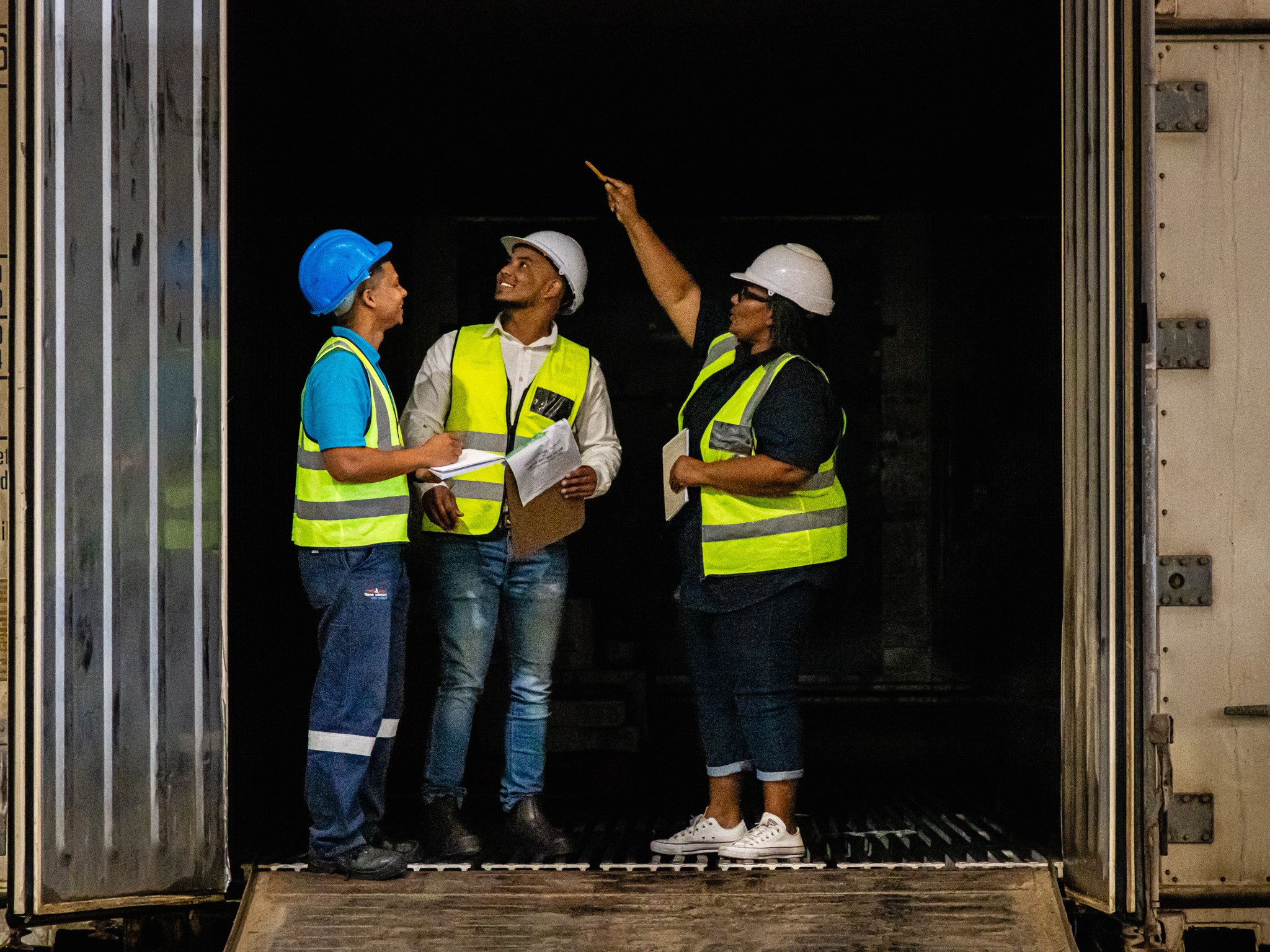 WB Container Rental team inspecting container storage